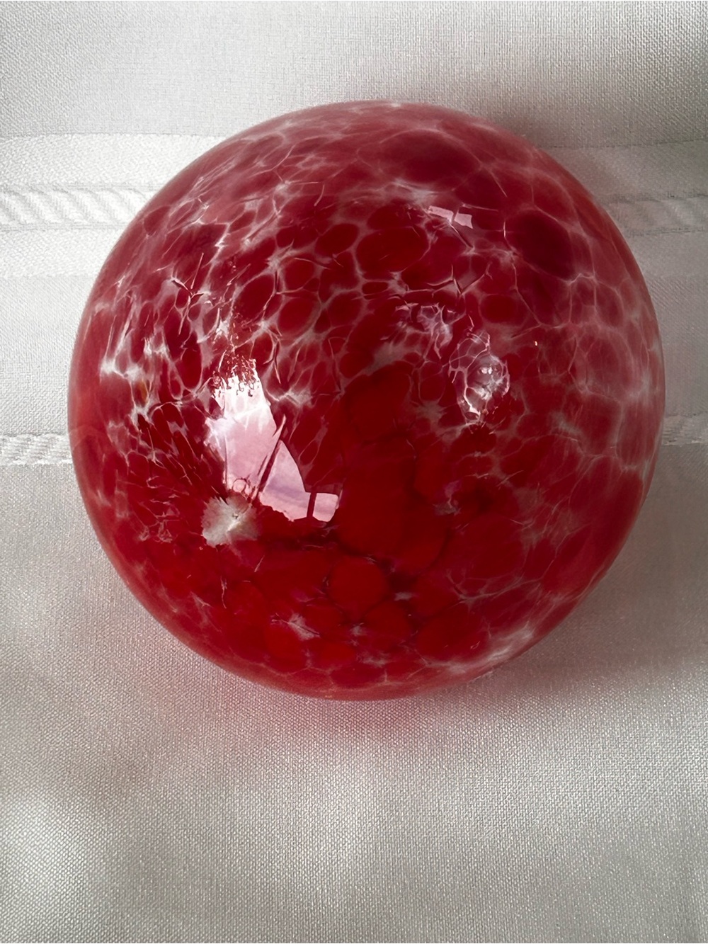 Red Speckled Hand Blown Glass Witch Ball Art Sphere Decorative Home Accent
